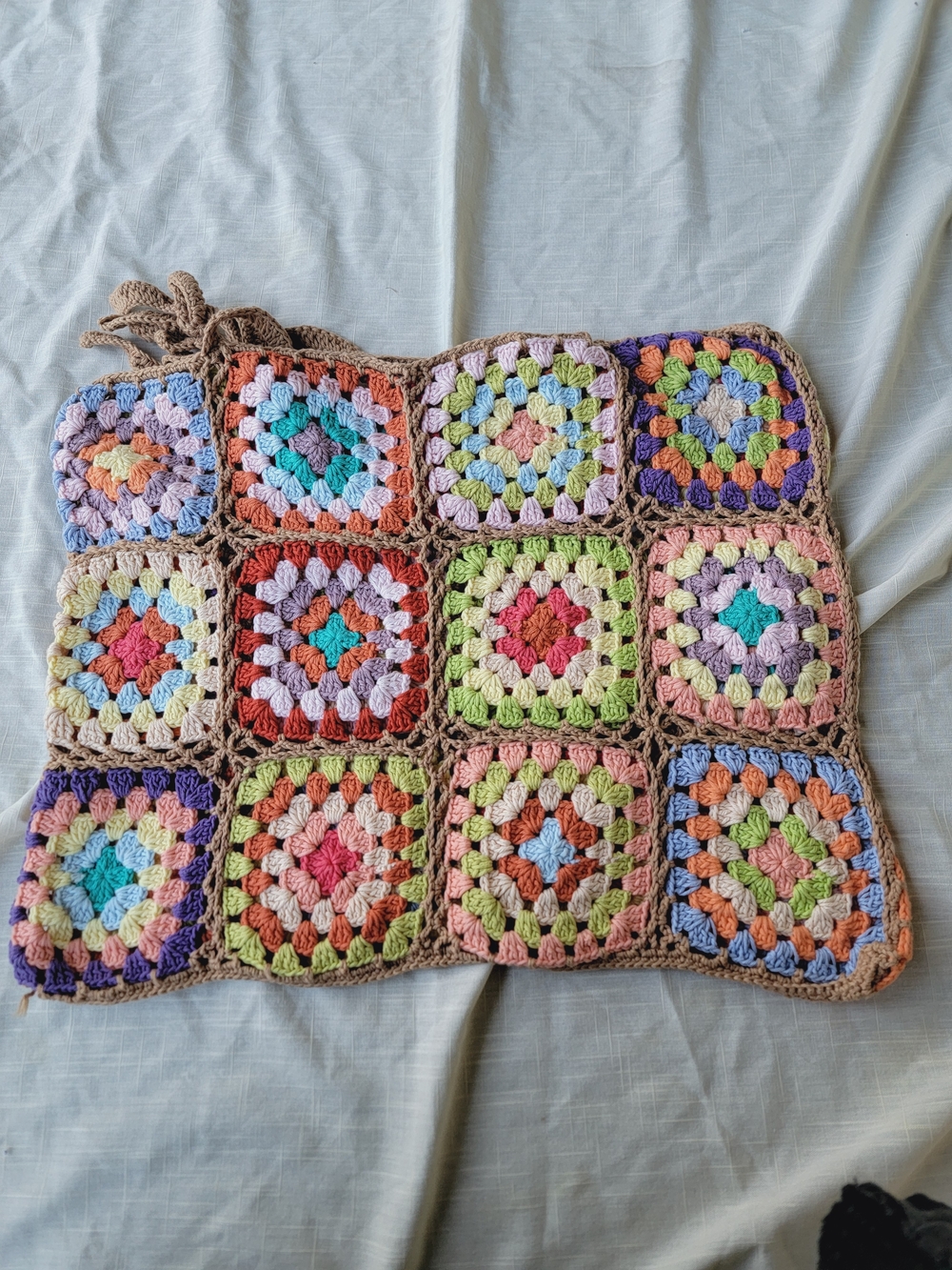 Tricia Fix Multicolor Crochet Granny Square Tote w/scarf Set Sample NO TAGS - Picture 7 of 13